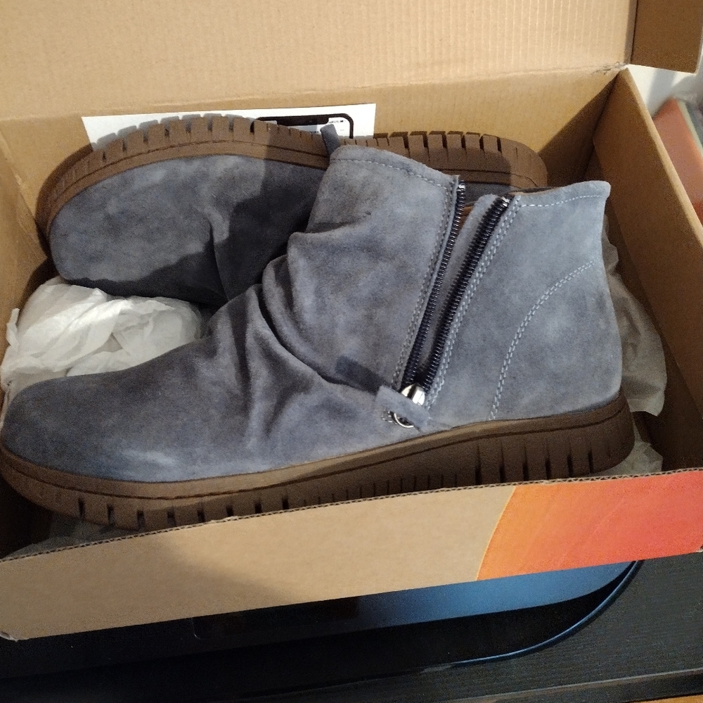 Comfortiva blue suede ankle boots.